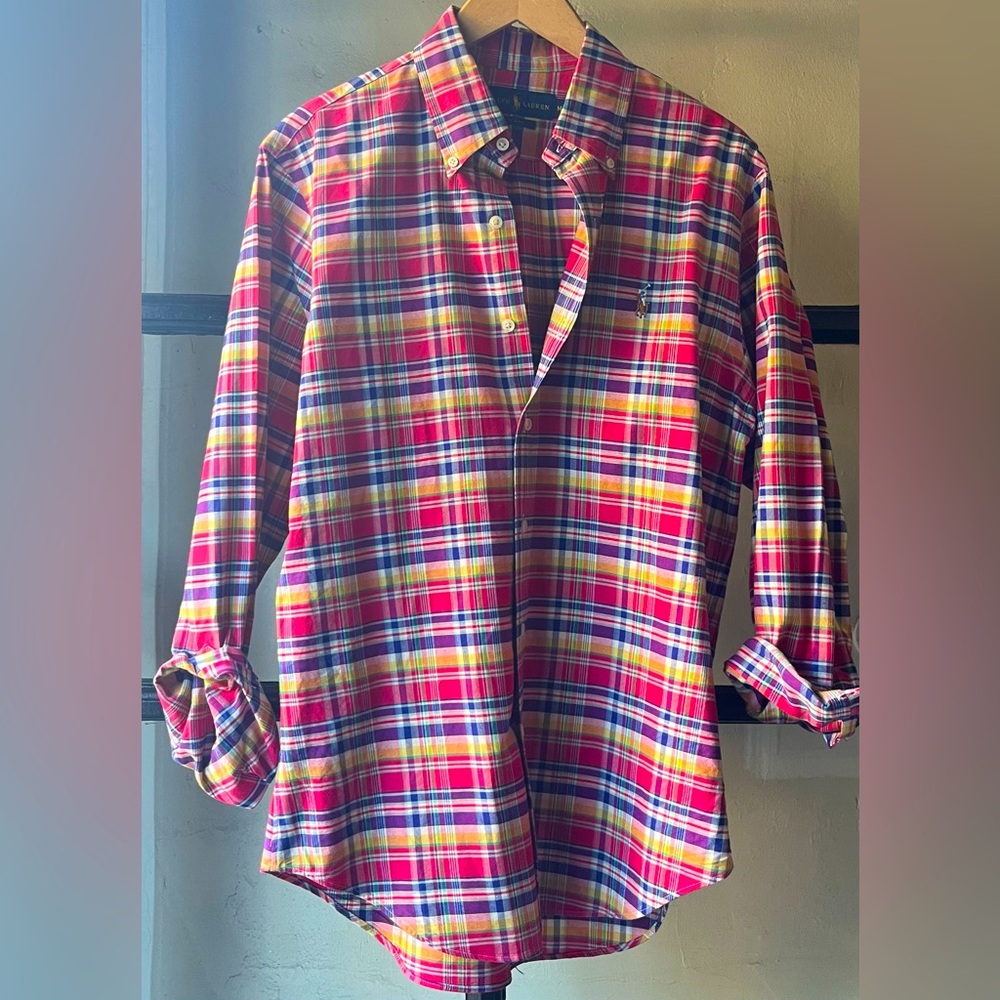 Ralph Lauren Plaid Oxford Slim Fit Button Up